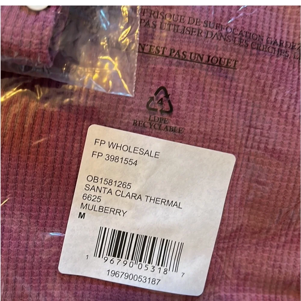 Free People Santa Clara Thermal Top Women Color Mulberry Size M